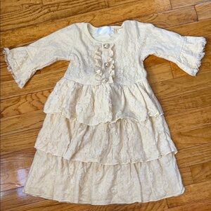 Cream Lace Tiered Dress